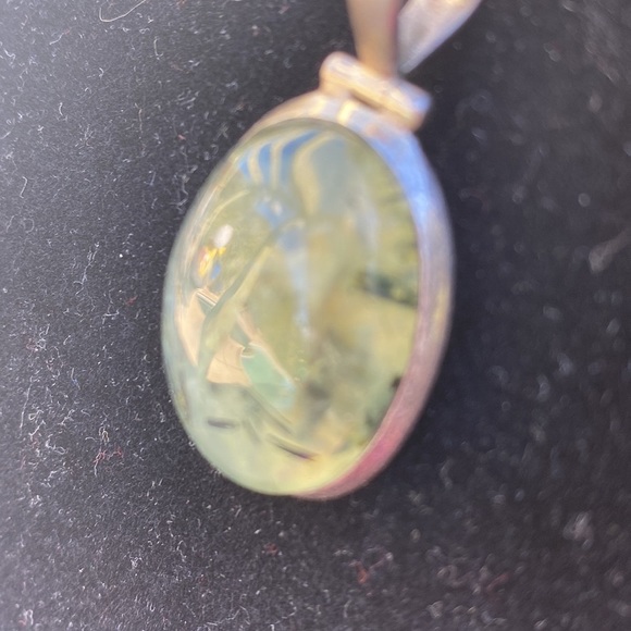 SUPERB GREEN PRENITE! PENDANT Sterling Silver 925 - Picture 5 of 7